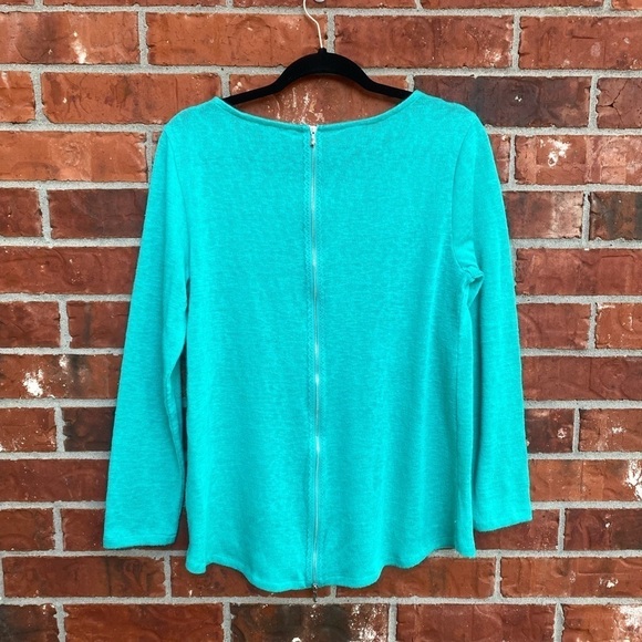 Soft Surroundings Womens Meidum Turquoise Mint  Zipper Back Long Sleeve Top - Picture 5 of 11
